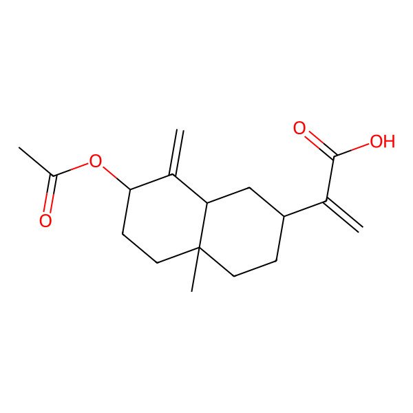 2D Structure of 2-[(2R,4aS,7R,8aR)-7-acetyloxy-4a-methyl-8-methylidene-1,2,3,4,5,6,7,8a-octahydronaphthalen-2-yl]prop-2-enoic acid