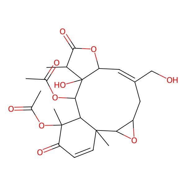 2D Structure of [(1S,2S,4S,6E,8R,11R,12R,13S,14S,15S)-15-acetyloxy-12-hydroxy-6-(hydroxymethyl)-1,11,15-trimethyl-10,16-dioxo-3,9-dioxatetracyclo[12.4.0.02,4.08,12]octadeca-6,17-dien-13-yl] acetate