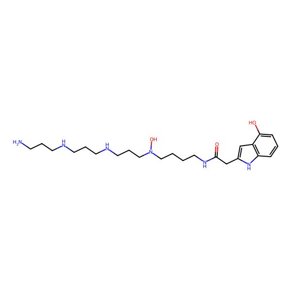 2D Structure of N-[4-[3-[3-(3-aminopropylamino)propylamino]propyl-hydroxyamino]butyl]-2-(4-hydroxy-1H-indol-2-yl)acetamide