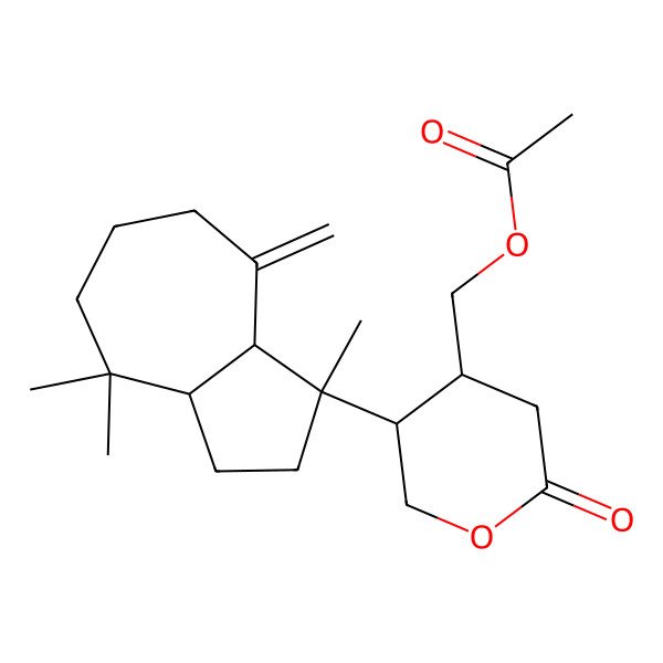 2D Structure of [2-oxo-5-(1,4,4-trimethyl-8-methylidene-3,3a,5,6,7,8a-hexahydro-2H-azulen-1-yl)oxan-4-yl]methyl acetate