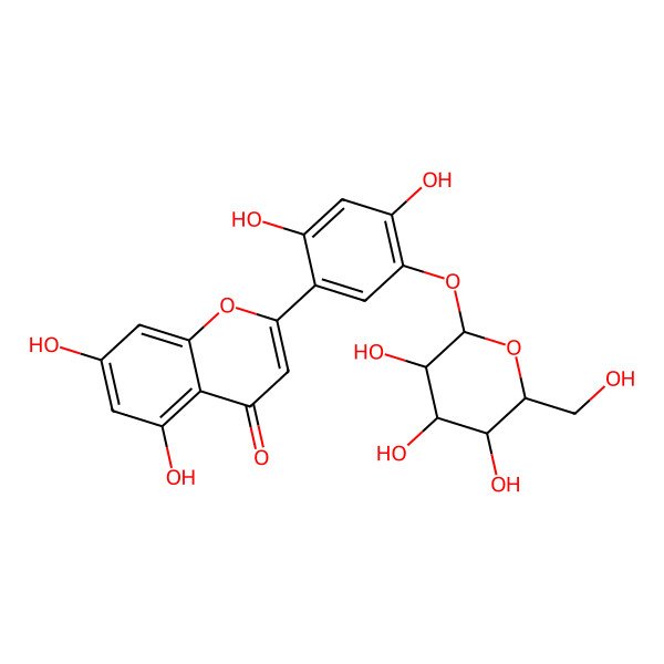 2D Structure of 2-[2,4-Dihydroxy-5-[3,4,5-trihydroxy-6-(hydroxymethyl)oxan-2-yl]oxyphenyl]-5,7-dihydroxychromen-4-one