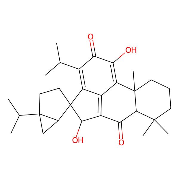 2D Structure of 1,5-dihydroxy-7,7,10a-trimethyl-1',3-di(propan-2-yl)spiro[6a,8,9,10-tetrahydro-5H-acephenanthrylene-4,4'-bicyclo[3.1.0]hexane]-2,6-dione
