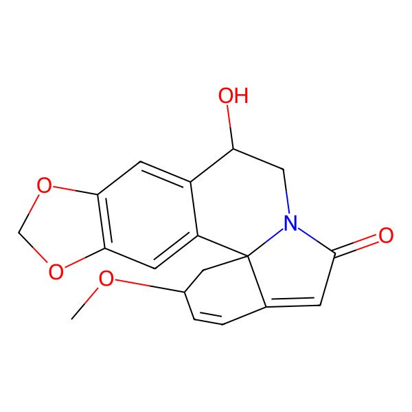 2D Structure of (1S,11R,19R)-11-hydroxy-19-methoxy-5,7-dioxa-13-azapentacyclo[11.7.0.01,16.02,10.04,8]icosa-2,4(8),9,15,17-pentaen-14-one