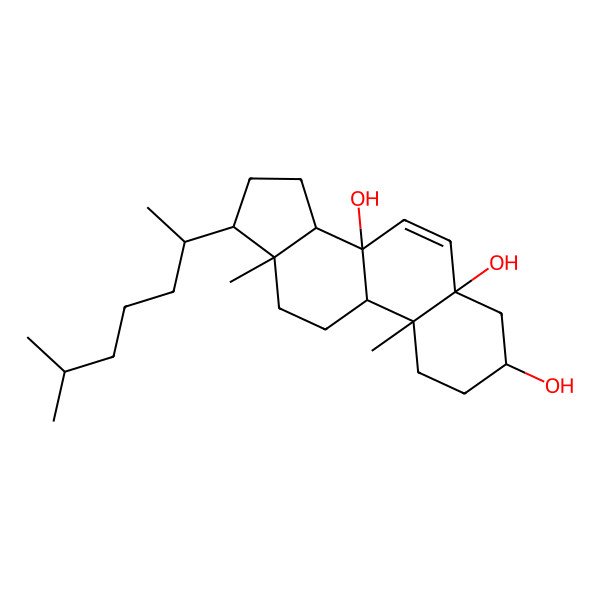 2D Structure of (3S,5S,8S,10R,13R,17R)-10,13-dimethyl-17-[(2R)-6-methylheptan-2-yl]-2,3,4,9,11,12,14,15,16,17-decahydro-1H-cyclopenta[a]phenanthrene-3,5,8-triol