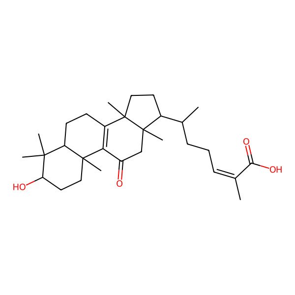 2D Structure of 6-(3-Hydroxy-4,4,10,13,14-pentamethyl-11-oxo-1,2,3,5,6,7,12,15,16,17-decahydrocyclopenta[a]phenanthren-17-yl)-2-methylhept-2-enoic acid