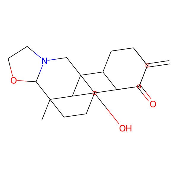 2D Structure of (1S,2S,4R,7S,8R,10S,11R,12R)-8-hydroxy-11-methyl-22-methylidene-13-oxa-16-azahexacyclo[9.6.3.24,7.01,10.02,7.012,16]docosan-6-one