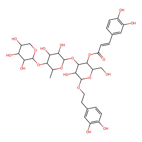 2D Structure of [4-[3,4-Dihydroxy-6-methyl-5-(3,4,5-trihydroxyoxan-2-yl)oxyoxan-2-yl]oxy-6-[2-(3,4-dihydroxyphenyl)ethoxy]-5-hydroxy-2-(hydroxymethyl)oxan-3-yl] 3-(3,4-dihydroxyphenyl)prop-2-enoate
