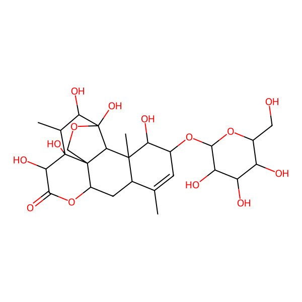 2D Structure of 4,5,7,8,17-Pentahydroxy-6,14,18-trimethyl-16-[3,4,5-trihydroxy-6-(hydroxymethyl)oxan-2-yl]oxy-3,10-dioxapentacyclo[9.8.0.01,7.04,19.013,18]nonadec-14-en-9-one