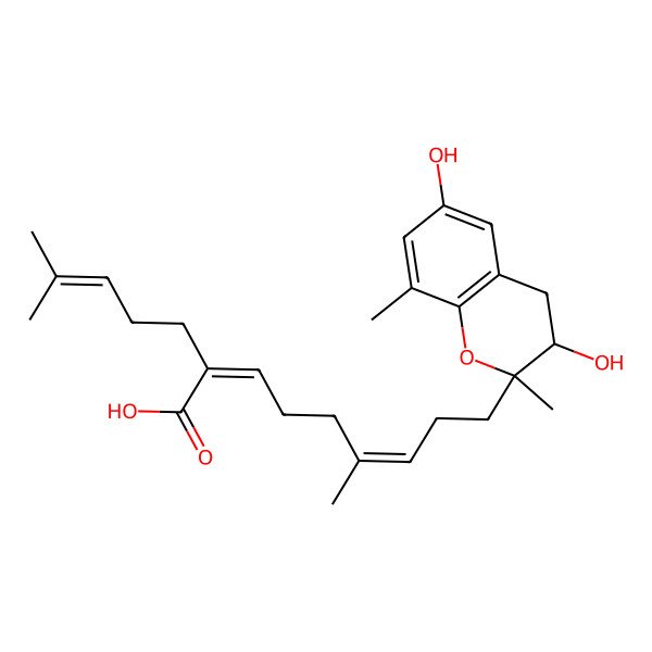 2D Structure of (2Z,6E)-9-[(2S,3R)-3,6-dihydroxy-2,8-dimethyl-3,4-dihydrochromen-2-yl]-6-methyl-2-(4-methylpent-3-enyl)nona-2,6-dienoic acid