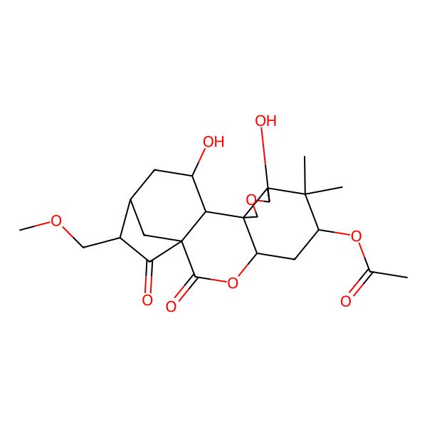 2D Structure of [9,14-Dihydroxy-17-(methoxymethyl)-7,7-dimethyl-2,18-dioxo-3,10-dioxapentacyclo[14.2.1.01,13.04,12.08,12]nonadecan-6-yl] acetate