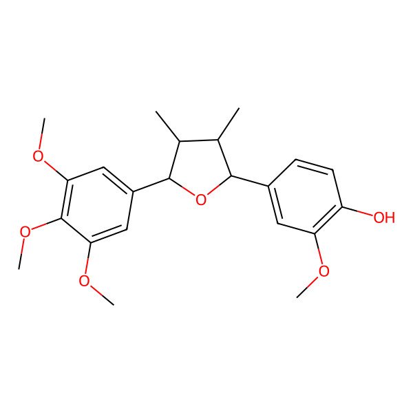 2D Structure of rel-(+)-2-Methoxy-4-[(2R,3R,4S,5S)-tetrahydro-3,4-dimethyl-5-(3,4,5-trimethoxyphenyl)-2-furanyl]phenol