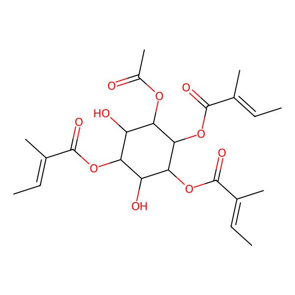 2D Structure of [(1R,2S,3R,4R,5R,6S)-3-acetyloxy-2,6-dihydroxy-5-[(Z)-2-methylbut-2-enoyl]oxy-4-(2-methylbut-2-enoyloxy)cyclohexyl] 2-methylbut-2-enoate
