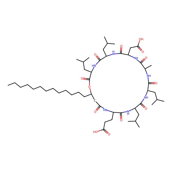 2D Structure of 3-[9-(Carboxymethyl)-12-methyl-3,6,15,18-tetrakis(2-methylpropyl)-2,5,8,11,14,17,20,23-octaoxo-25-tridecyl-1-oxa-4,7,10,13,16,19,22-heptazacyclopentacos-21-yl]propanoic acid