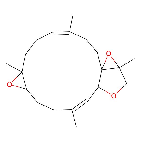 2D Structure of (1S,4E,8S,10S,13E,15R,18R)-4,8,13,18-tetramethyl-9,16,19-trioxatetracyclo[13.4.0.01,18.08,10]nonadeca-4,13-diene