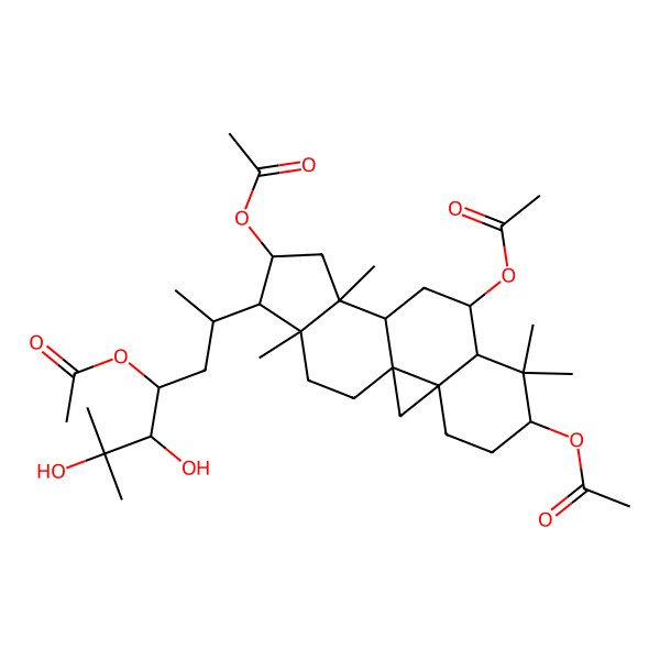 2D Structure of [9,14-Diacetyloxy-15-(4-acetyloxy-5,6-dihydroxy-6-methylheptan-2-yl)-7,7,12,16-tetramethyl-6-pentacyclo[9.7.0.01,3.03,8.012,16]octadecanyl] acetate