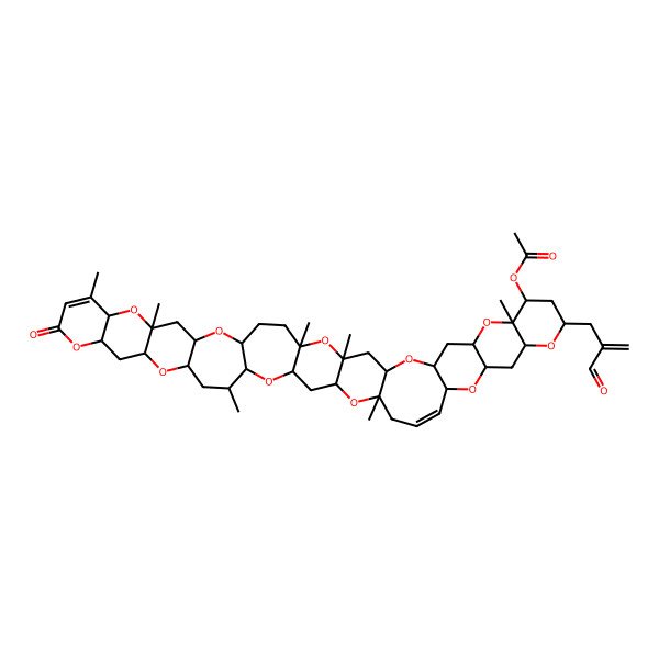 2D Structure of [(1R,3S,5R,7S,9R,11R,12S,14R,16R,18S,20R,21Z,24S,26R,28S,30R,31R,33S,35R,37S,42R,44S,46R,48S)-14-(2-formylprop-2-enyl)-1,3,11,24,31,41,44-heptamethyl-39-oxo-2,6,10,15,19,25,29,34,38,43,47-undecaoxaundecacyclo[26.22.0.03,26.05,24.07,20.09,18.011,16.030,48.033,46.035,44.037,42]pentaconta-21,40-dien-12-yl] acetate