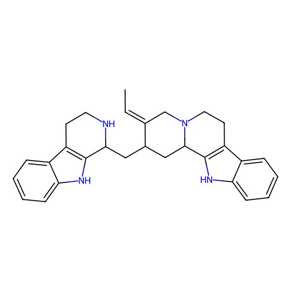2D Structure of (2S,3E,12bS)-3-ethylidene-2-[[(1S)-2,3,4,9-tetrahydro-1H-pyrido[3,4-b]indol-1-yl]methyl]-2,4,6,7,12,12b-hexahydro-1H-indolo[2,3-a]quinolizine