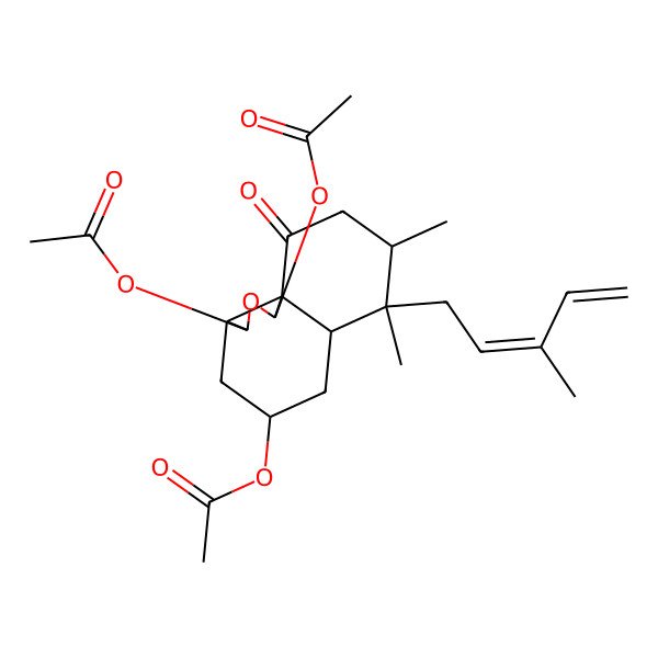 2D Structure of [1,3-diacetyloxy-7,8-dimethyl-7-(3-methylpenta-2,4-dienyl)-10-oxo-3,3a,4,5,6,6a,8,9-octahydro-1H-benzo[d][2]benzofuran-5-yl] acetate