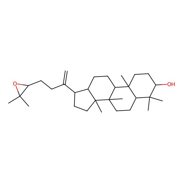 2D Structure of (3S,5R,8R,9R,10R,13R,14R,17S)-17-[4-[(2S)-3,3-dimethyloxiran-2-yl]but-1-en-2-yl]-4,4,8,10,14-pentamethyl-2,3,5,6,7,9,11,12,13,15,16,17-dodecahydro-1H-cyclopenta[a]phenanthren-3-ol