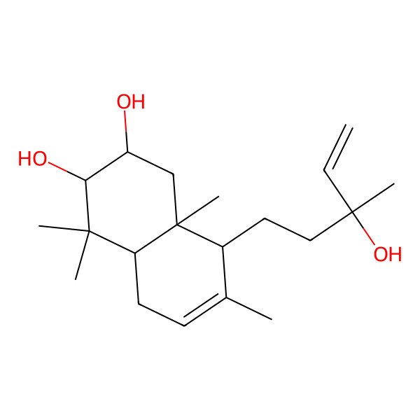 2D Structure of (2R,3S,4aR,8S,8aS)-8-[(3R)-3-hydroxy-3-methylpent-4-enyl]-4,4,7,8a-tetramethyl-1,2,3,4a,5,8-hexahydronaphthalene-2,3-diol