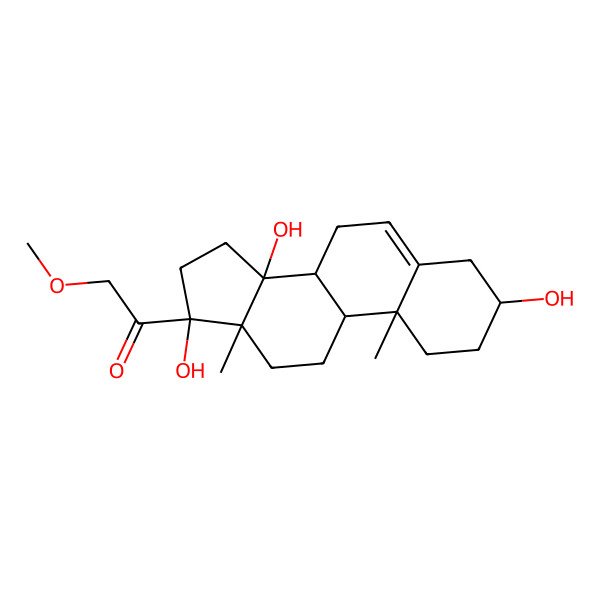 2D Structure of 2-methoxy-1-[(3S,8S,9R,10R,13S,14S,17S)-3,14,17-trihydroxy-10,13-dimethyl-2,3,4,7,8,9,11,12,15,16-decahydro-1H-cyclopenta[a]phenanthren-17-yl]ethanone