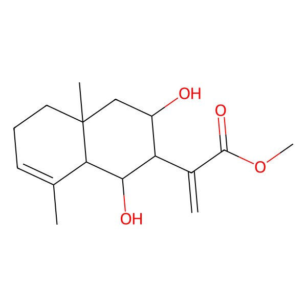 2D Structure of methyl 2-[(1R,2R,3S,4aR,8aR)-1,3-dihydroxy-4a,8-dimethyl-2,3,4,5,6,8a-hexahydro-1H-naphthalen-2-yl]prop-2-enoate