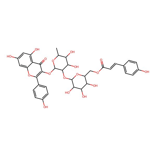 2D Structure of [6-[2-[5,7-Dihydroxy-2-(4-hydroxyphenyl)-4-oxochromen-3-yl]oxy-4,5-dihydroxy-6-methyloxan-3-yl]oxy-3,4,5-trihydroxyoxan-2-yl]methyl 3-(4-hydroxyphenyl)prop-2-enoate