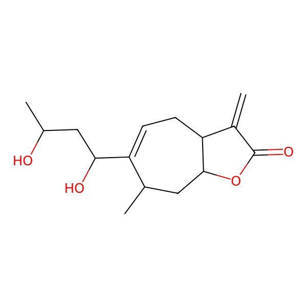 2D Structure of (3aR,7S,8aS)-6-(1,3-dihydroxybutyl)-7-methyl-3-methylidene-4,7,8,8a-tetrahydro-3aH-cyclohepta[b]furan-2-one