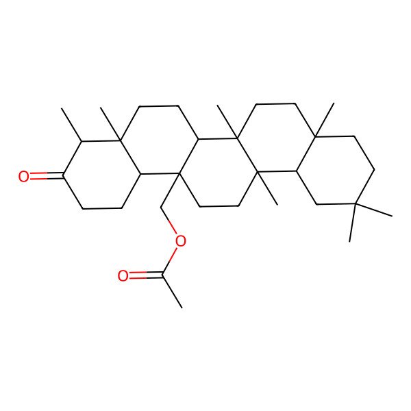 2D Structure of (2,2,4a,6a,8a,9,14a-heptamethyl-10-oxo-3,4,5,6,6b,7,8,9,11,12,12a,13,14,14b-tetradecahydro-1H-picen-6a-yl)methyl acetate