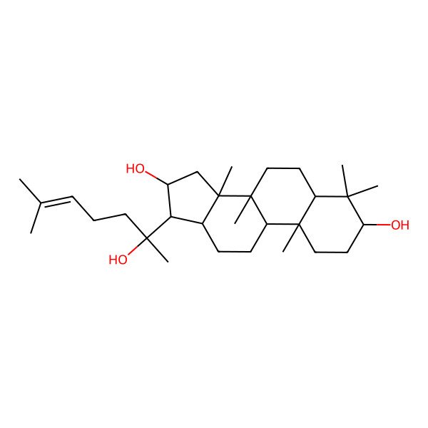 2D Structure of 17-(2-hydroxy-6-methylhept-5-en-2-yl)-4,4,8,10,14-pentamethyl-2,3,5,6,7,9,11,12,13,15,16,17-dodecahydro-1H-cyclopenta[a]phenanthrene-3,16-diol