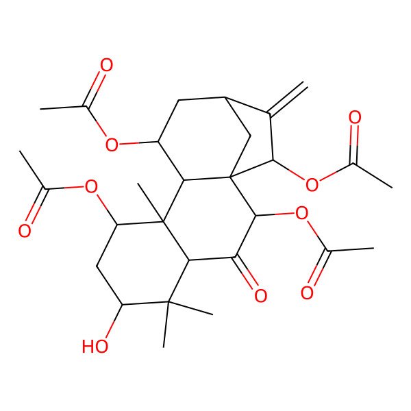 2D Structure of (2,8,15-Triacetyloxy-6-hydroxy-5,5,9-trimethyl-14-methylidene-3-oxo-11-tetracyclo[11.2.1.01,10.04,9]hexadecanyl) acetate