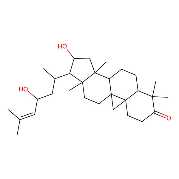 2D Structure of (1S,3R,8R,11S,12S,14S,15R,16R)-14-hydroxy-15-[(2R,4R)-4-hydroxy-6-methylhept-5-en-2-yl]-7,7,12,16-tetramethylpentacyclo[9.7.0.01,3.03,8.012,16]octadecan-6-one