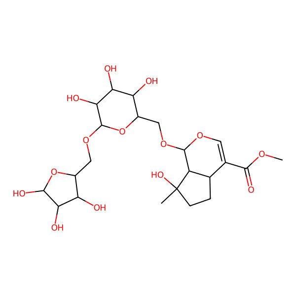 2D Structure of methyl (1R,4aS,7S,7aS)-7-hydroxy-7-methyl-1-[[(2R,3S,4S,5R,6R)-3,4,5-trihydroxy-6-[[(2R,3R,4R,5R)-3,4,5-trihydroxyoxolan-2-yl]methoxy]oxan-2-yl]methoxy]-4a,5,6,7a-tetrahydro-1H-cyclopenta[c]pyran-4-carboxylate