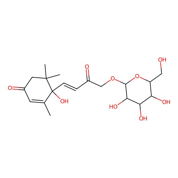 2D Structure of (4S)-4-hydroxy-3,5,5-trimethyl-4-[(E)-3-oxo-4-[(2R,3R,4S,5S,6R)-3,4,5-trihydroxy-6-(hydroxymethyl)oxan-2-yl]oxybut-1-enyl]cyclohex-2-en-1-one