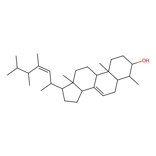 2D Structure of 4,10,13-trimethyl-17-(4,5,6-trimethylhept-3-en-2-yl)-2,3,4,5,6,9,11,12,14,15,16,17-dodecahydro-1H-cyclopenta[a]phenanthren-3-ol