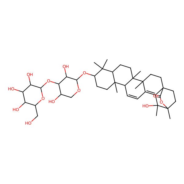 2D Structure of (1R,4S,5R,8R,10S,13S,14R,19S,20S)-10-[(2S,3R,4S,5S)-3,5-dihydroxy-4-[(2S,3R,4S,5S,6R)-3,4,5-trihydroxy-6-(hydroxymethyl)oxan-2-yl]oxyoxan-2-yl]oxy-19-hydroxy-4,5,9,9,13,19,20-heptamethyl-21-oxahexacyclo[18.2.2.01,18.04,17.05,14.08,13]tetracosa-15,17-dien-22-one