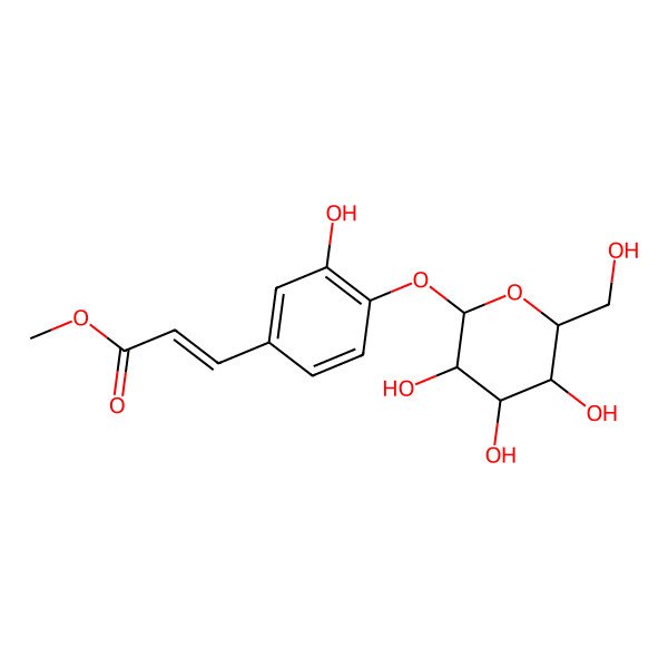 2D Structure of methyl (E)-3-[3-hydroxy-4-[(2S,3R,4S,5S,6R)-3,4,5-trihydroxy-6-(hydroxymethyl)oxan-2-yl]oxyphenyl]prop-2-enoate