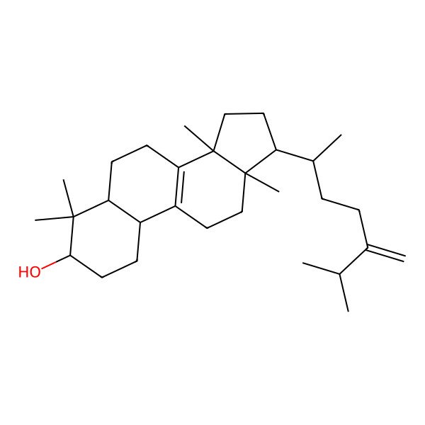 2D Structure of (3S,5R,10R,13S,14S,17S)-4,4,13,14-tetramethyl-17-[(2R)-6-methyl-5-methylideneheptan-2-yl]-1,2,3,5,6,7,10,11,12,15,16,17-dodecahydrocyclopenta[a]phenanthren-3-ol
