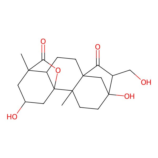 2D Structure of 5,14-Dihydroxy-6-(hydroxymethyl)-2,12-dimethyl-16-oxapentacyclo[10.3.2.15,8.01,11.02,8]octadecane-7,17-dione