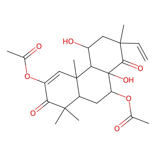 2D Structure of [(4aS,4bR,5S,7S,8aS,9S,10aS)-3-acetyloxy-7-ethenyl-5,8a-dihydroxy-1,1,4a,7-tetramethyl-2,8-dioxo-4b,5,6,9,10,10a-hexahydrophenanthren-9-yl] acetate