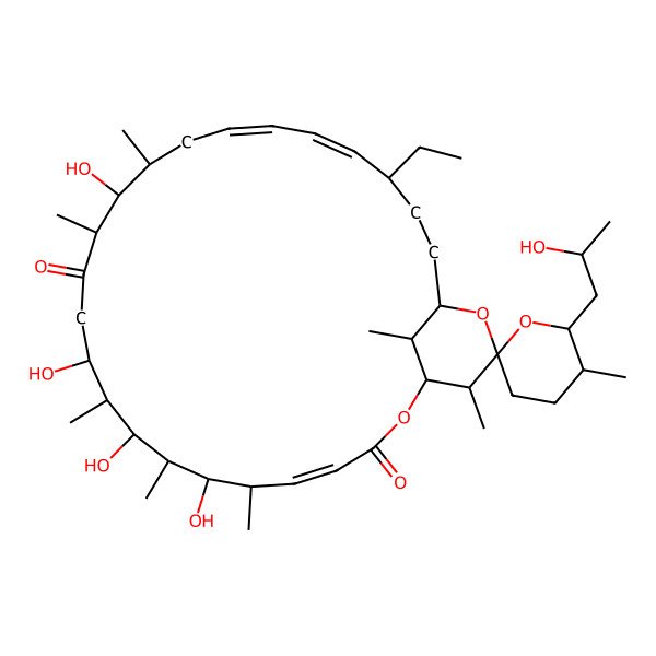 2D Structure of 22-Ethyl-7,9,11,15-tetrahydroxy-6'-(2-hydroxypropyl)-5',6,8,10,14,16,28,29-octamethylspiro[2,26-dioxabicyclo[23.3.1]nonacosa-4,18,20-triene-27,2'-oxane]-3,13-dione