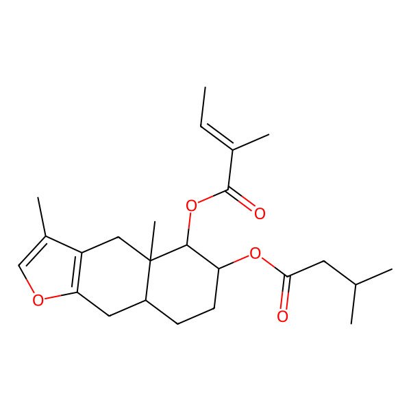 2D Structure of [3,4a-dimethyl-6-(3-methylbutanoyloxy)-5,6,7,8,8a,9-hexahydro-4H-benzo[f][1]benzofuran-5-yl] 2-methylbut-2-enoate