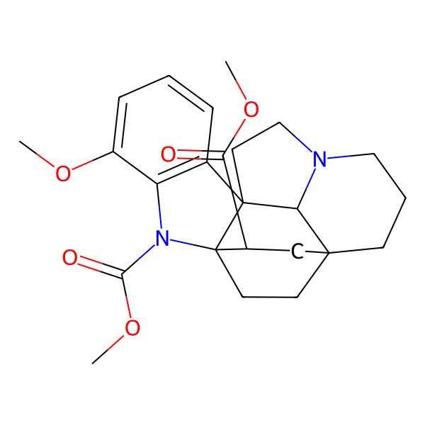 2D Structure of dimethyl (1R,9R,16R,18R,21S)-4-methoxy-2,12-diazahexacyclo[14.2.2.19,12.01,9.03,8.016,21]henicosa-3(8),4,6-triene-2,18-dicarboxylate