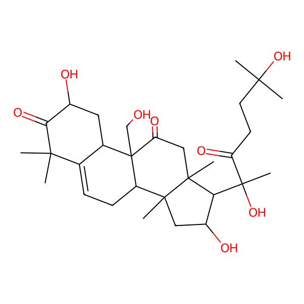 2D Structure of 17-(2,6-dihydroxy-6-methyl-3-oxoheptan-2-yl)-2,16-dihydroxy-9-(hydroxymethyl)-4,4,13,14-tetramethyl-2,7,8,10,12,15,16,17-octahydro-1H-cyclopenta[a]phenanthrene-3,11-dione