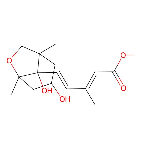 2D Structure of methyl (2Z,4E)-5-[(1R,3S,5S,8S)-3,8-dihydroxy-1,5-dimethyl-6-oxabicyclo[3.2.1]octan-8-yl]-3-methylpenta-2,4-dienoate
