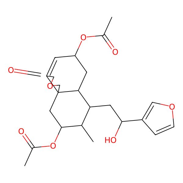 2D Structure of [(5S,6aR,7R,8S,9R,10aS)-9-acetyloxy-7-[(2R)-2-(furan-3-yl)-2-hydroxyethyl]-8-methyl-3-oxo-1,5,6,6a,7,8,9,10-octahydrobenzo[d][2]benzofuran-5-yl] acetate