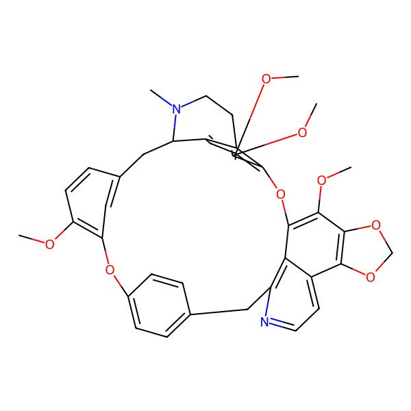 2D Structure of 13,17,18,30-Tetramethoxy-24-methyl-9,11,15,32-tetraoxa-4,24-diazaoctacyclo[31.2.2.13,7.127,31.08,12.016,21.020,25.014,39]nonatriaconta-1(35),3,5,7(39),8(12),13,16(21),17,19,27(38),28,30,33,36-tetradecaene