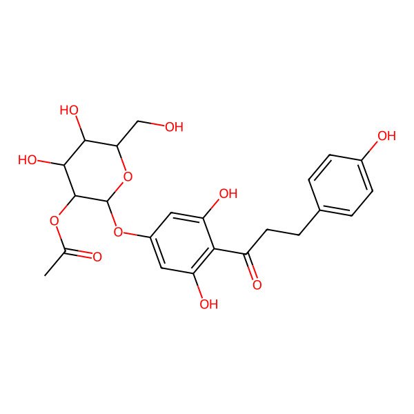 2D Structure of [(2S,3R,4S,5R,6S)-2-[3,5-dihydroxy-4-[3-(4-hydroxyphenyl)propanoyl]phenoxy]-4,5-dihydroxy-6-(hydroxymethyl)oxan-3-yl] acetate