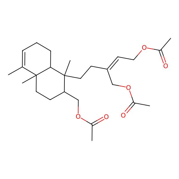 2D Structure of [(E)-5-[(1R,2R,4aR,8aR)-2-(acetyloxymethyl)-1,4a,5-trimethyl-2,3,4,7,8,8a-hexahydronaphthalen-1-yl]-3-(acetyloxymethyl)pent-2-enyl] acetate