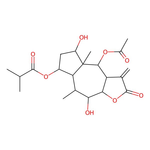 2D Structure of [(3aR,4R,5S,5aS,6S,8R,8aS,9R,9aS)-9-acetyloxy-4,8-dihydroxy-5,8a-dimethyl-1-methylidene-2-oxo-4,5,5a,6,7,8,9,9a-octahydro-3aH-azuleno[6,5-b]furan-6-yl] 2-methylpropanoate